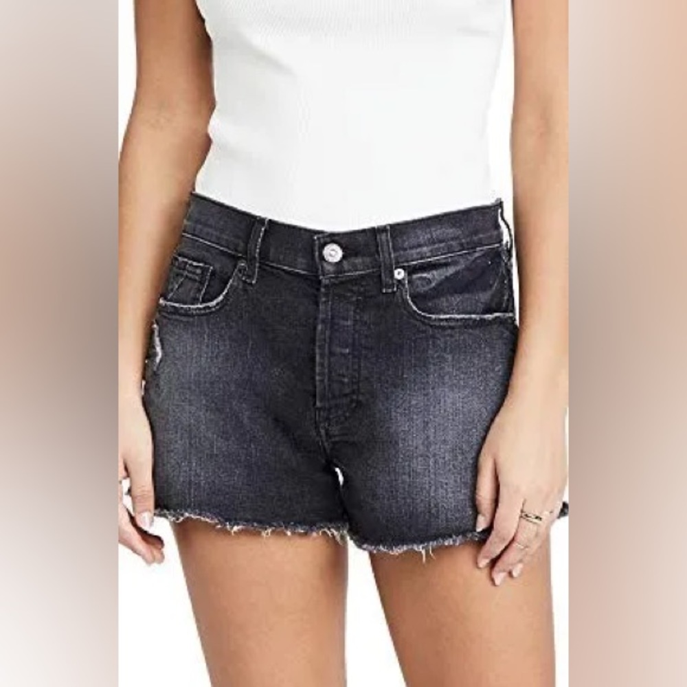 7 For All Mankind Monroe Denim Cutoff Shorts. Eclipse Black. Women’s Size 25